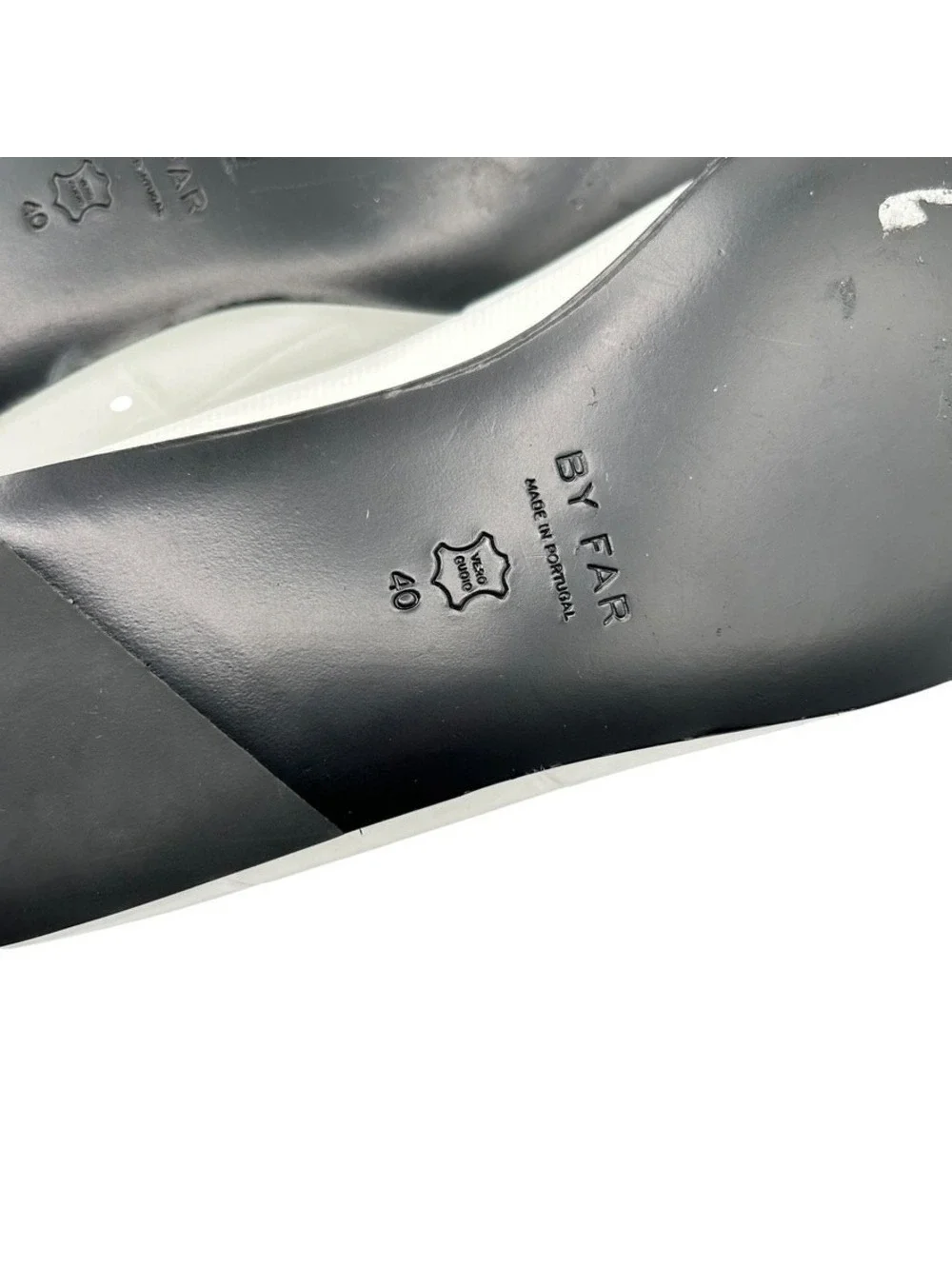 BY FAR White Croc Embossed Leather Mary Jane Ballet Flats Size 9.5